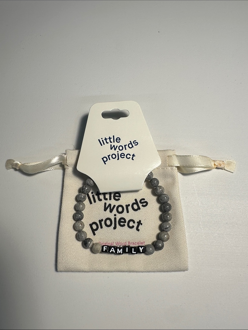 Little Words Project ‘FAMILY' Men Beaded Bracelet Color Gray Size ML
